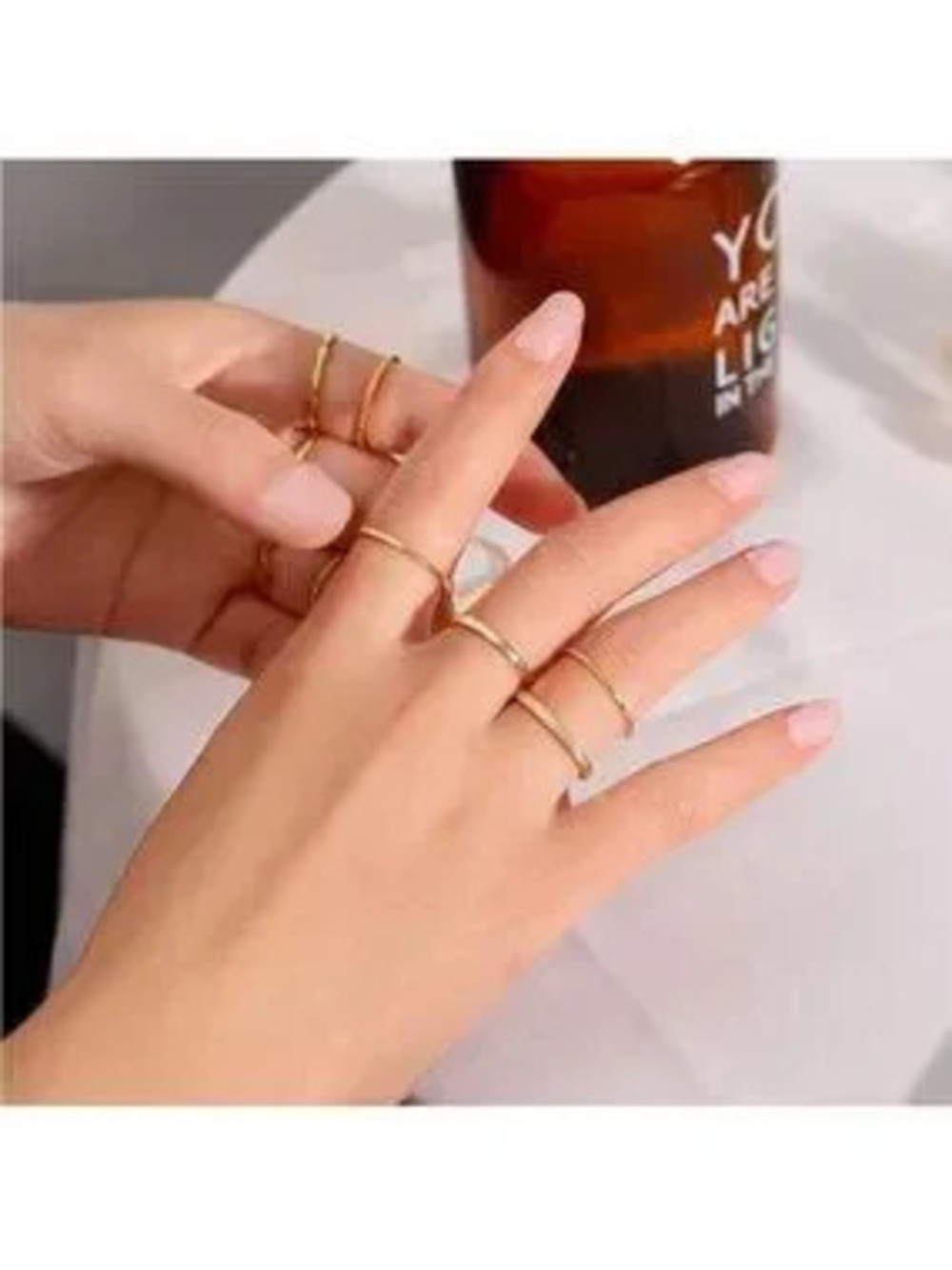 GOLD 18k Gold Plated 10pc Minimalist Midi ring Set